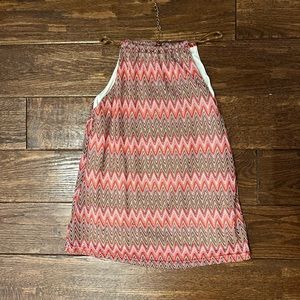 Pink Chevron Sleeveless Top with Chain Neckpiece
